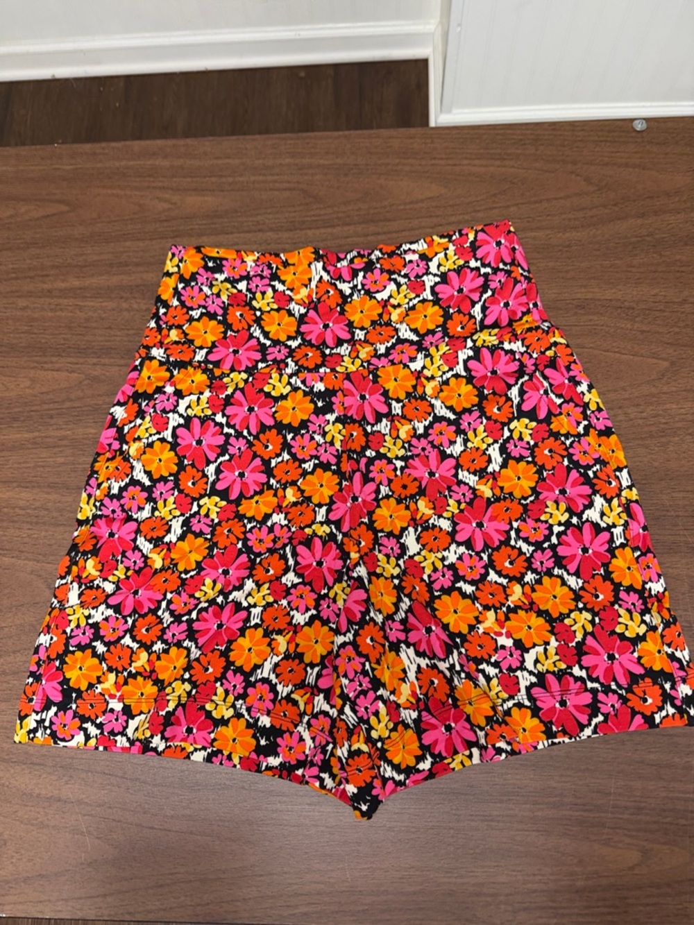 CAbi High-Waist Floral Bermuda Shorts in Pink, Orange, Black